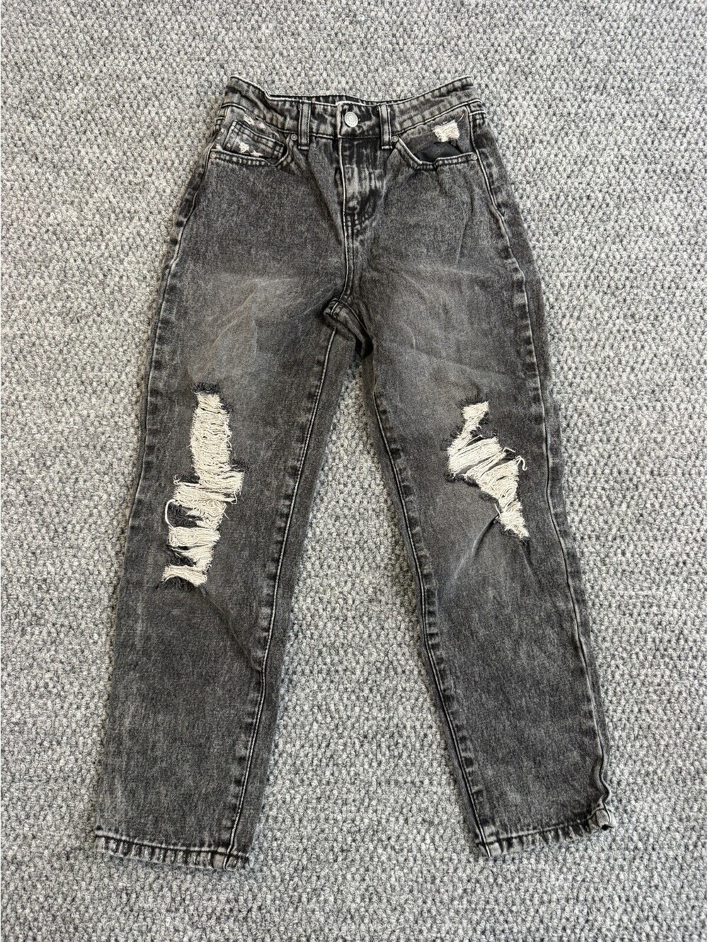 RSQ Women’s Black Distressed Mom Jeans Size 10 90s High Rise 100% Cotton